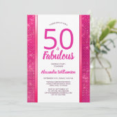 50 en Fabulous Heet Roze Glam 50e Verjaardagsfeest Kaart (Staand voorkant)