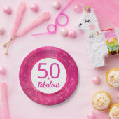 50 en Fabulous Heet Roze Glam 50e Verjaardagsfeest Papieren Bordje (Feest)