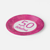 50 en Fabulous Heet Roze Glam 50e Verjaardagsfeest Papieren Bordje (Gekanteld)
