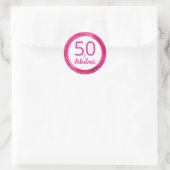 50 en Fabulous Heet Roze Glam 50e Verjaardagsfeest Ronde Sticker (Tas)
