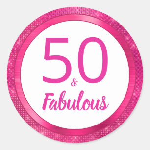 50 en Fabulous Heet Roze Glam 50e Verjaardagsfeest Ronde Sticker