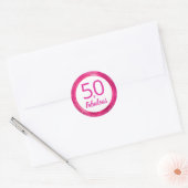 50 en Fabulous Heet Roze Glam 50e Verjaardagsfeest Ronde Sticker (Envelop)