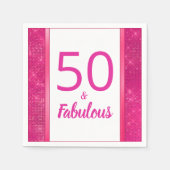 50 en Fabulous Heet Roze Glam 50e Verjaardagsfeest Servet (Voorkant)