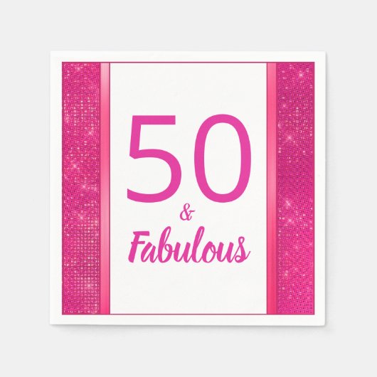 50 en Fabulous Heet Roze Glam 50e Verjaardagsfeest Servet (Voorkant)