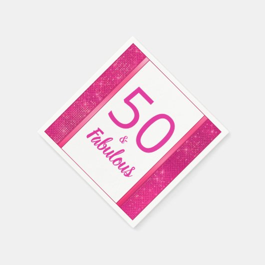 50 en Fabulous Heet Roze Glam 50e Verjaardagsfeest Servet (Hoek)