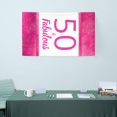 50 en Fabulous Heet Roze Glam 50e Verjaardagsfeest Spandoek (Beurs)