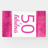 50 en Fabulous Heet Roze Glam 50e Verjaardagsfeest Spandoek (Horizontaal)
