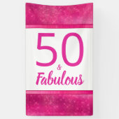 50 en Fabulous Heet Roze Glam 50e Verjaardagsfeest Spandoek (Verticaal)