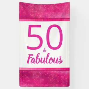 50 en Fabulous Heet Roze Glam 50e Verjaardagsfeest Spandoek