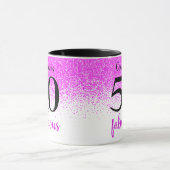 50 en fabulous hete roze confetti scriptnaam mok (Midden)