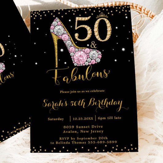 50 en Fabulous High Heel Diamonds 50e verjaardag Kaart