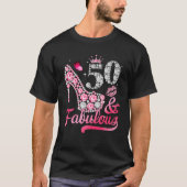 50 en Fabulous High Heel Women 50e verjaardag T-shirt (Voorkant)
