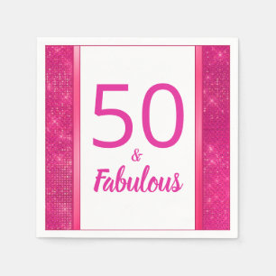50 en Fabulous Hot Pink Glam 50th Birthday Party Servet