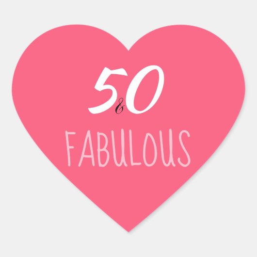 50 en Fabulous Hot Pink Heart Shaped Stickers (Voorkant)