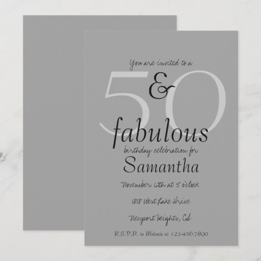 50 en Fabulous Kaart (Voorkant / Achterkant)