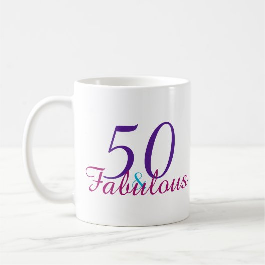 50 en Fabulous Kleurrijke Verjaardagscadeau Koffiemok (Links)