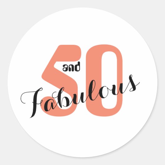 50 en Fabulous Koraal 50e verjaardagsenvelop Ronde Sticker (Voorkant)