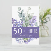 50 en Fabulous Lavender Floral Waterverf Kaart (Staand voorkant)