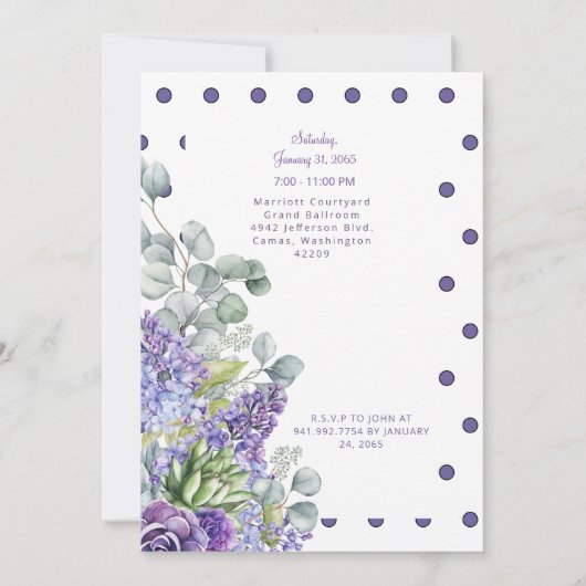 50 en Fabulous Lavender Floral Waterverf Kaart (Achterkant)