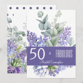50 en Fabulous Lavender Floral Waterverf Kaart (Voorkant / Achterkant)