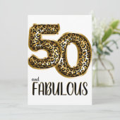 50 en Fabulous Leopard Folie ballonfoto Kaart (Staand voorkant)