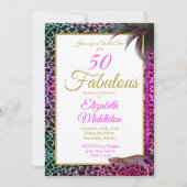 50 en Fabulous Leopard Paars Palm Wild Birthday Kaart (Voorkant)