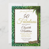 50 en Fabulous Leopard Print Palm Wild Birthday Kaart (Voorkant)