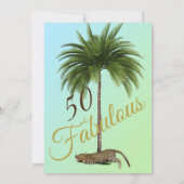 50 en Fabulous Leopard Print Palm Wild Birthday Kaart (Achterkant)