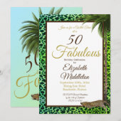 50 en Fabulous Leopard Print Palm Wild Birthday Kaart (Voorkant / Achterkant)
