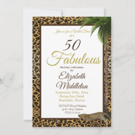 50 en Fabulous Leopard Print Palm Wild Birthday Kaart