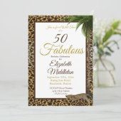 50 en Fabulous Leopard Print Palm Wild Birthday Kaart (Staand voorkant)