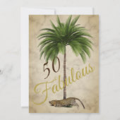 50 en Fabulous Leopard Print Palm Wild Birthday Kaart (Achterkant)