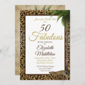 50 en Fabulous Leopard Print Palm Wild Birthday Kaart (Voorkant / Achterkant)