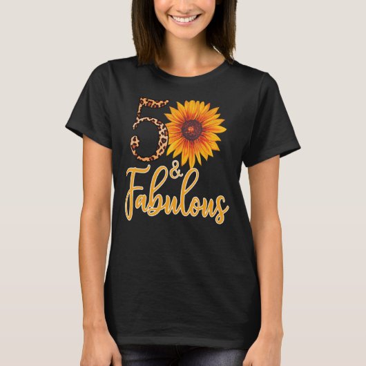 50 en Fabulous Leopard Sunflower for Women 50th B T-shirt (Voorkant)