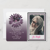 50 en Fabulous, leuke paarse madeliefje met glitte Kaart (Voorkant)