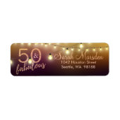 50 en Fabulous Lights Goud Zwart 50ste verjaardag Etiket (Voorkant)