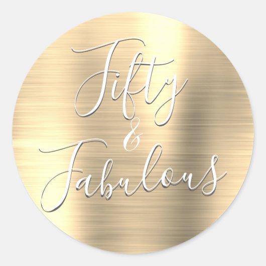 50 en Fabulous Luxe Goud Modern Ronde Sticker (Voorkant)