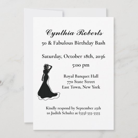 50 en Fabulous Luxurous Gold-ballonnen uitnodiging (Achterkant)