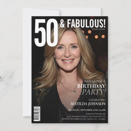 50 en Fabulous Magazine Hoesje 50ste verjaardag Kaart (Voorkant)