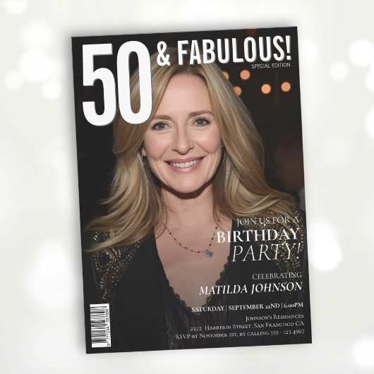 50 en Fabulous Magazine Hoesje 50ste verjaardag Kaart