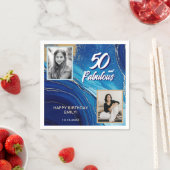 50 en Fabulous Marble Glitter 2 Foto Verjaardag Servet (Insitu)