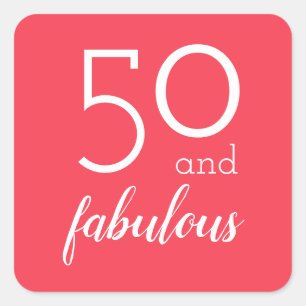 50 en Fabulous Milestone Verjaardag Oranje Sticker