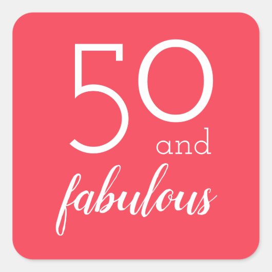 50 en Fabulous Milestone Verjaardag Oranje Sticker (Voorkant)