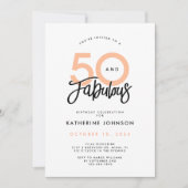 50 en Fabulous Modern 50e Verjaardagsfeest Kaart (Voorkant)