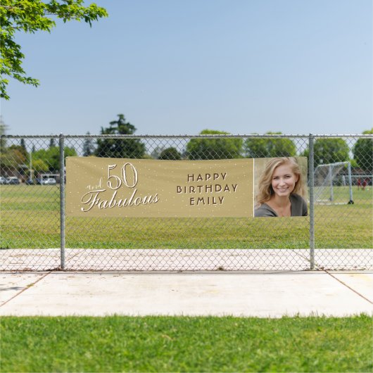 50 en Fabulous Modern 50th Birthday Foto Spandoek (Insitu)