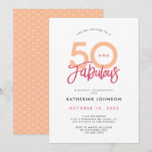 50 en Fabulous Modern 50th Birthday Kaart (Voorkant / Achterkant)