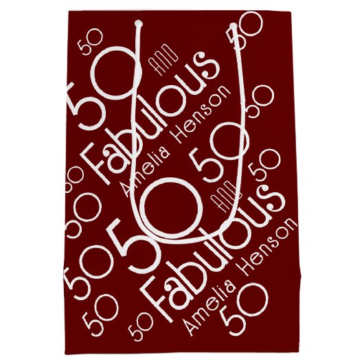 50 en Fabulous Modern 50th Birthday Medium Cadeauzakje (Achterkant)