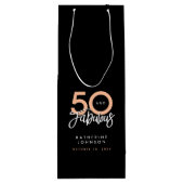50 en Fabulous Modern 50th Birthday Wijn Cadeautas (Achterkant)