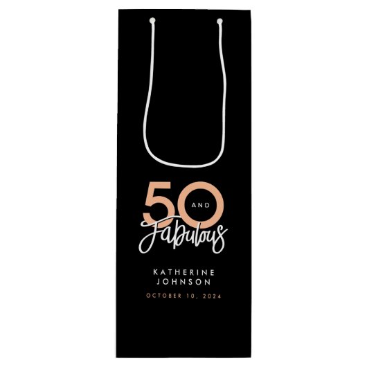 50 en Fabulous Modern 50th Birthday Wijn Cadeautas (Voorkant)