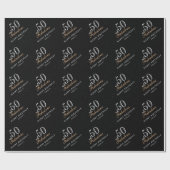50 en Fabulous Modern Black 50th Birthday Cadeaupapier (Vlak)